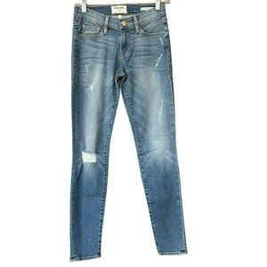Frame Le‎ Skinny de Jeanne Light Wash Distressed Jeans Womens 26